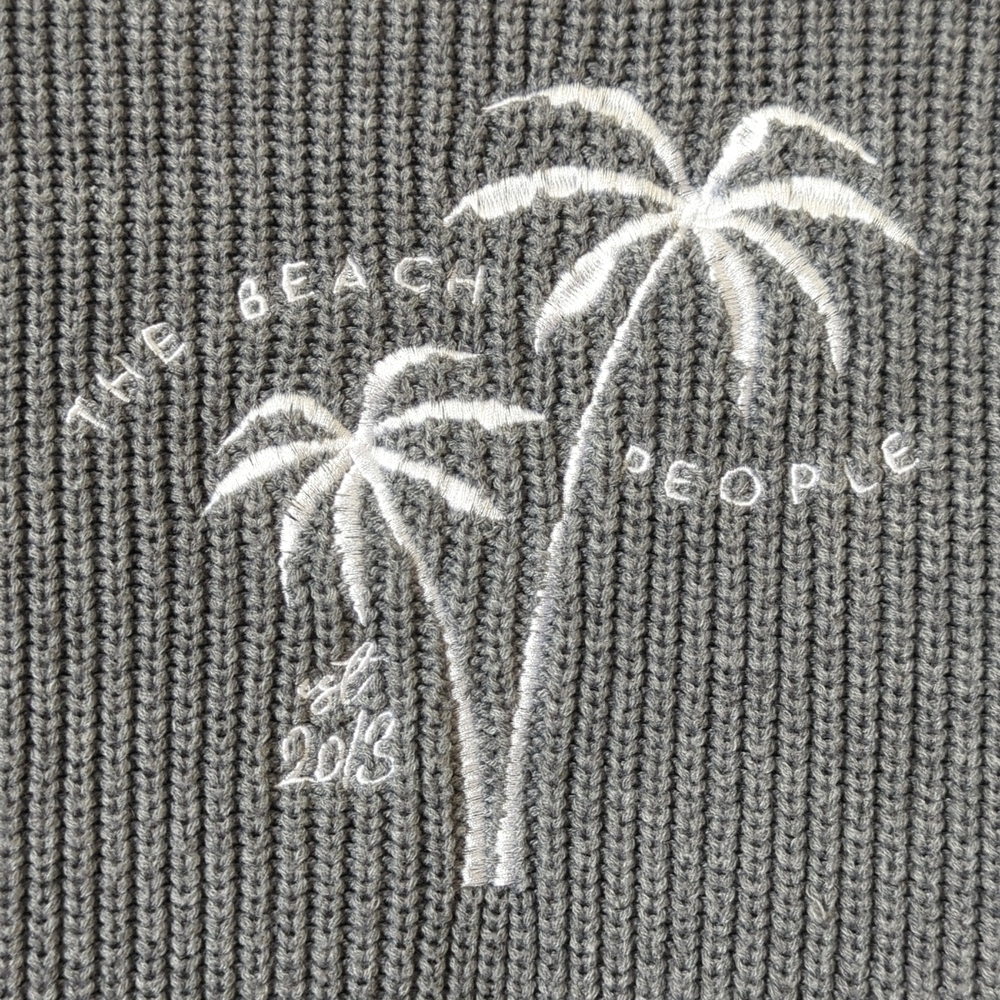 The Beach People The Twin Palms Ribbed Knit Open Front Cardigan Sweater Gray M/L - Picture 13 of 14
